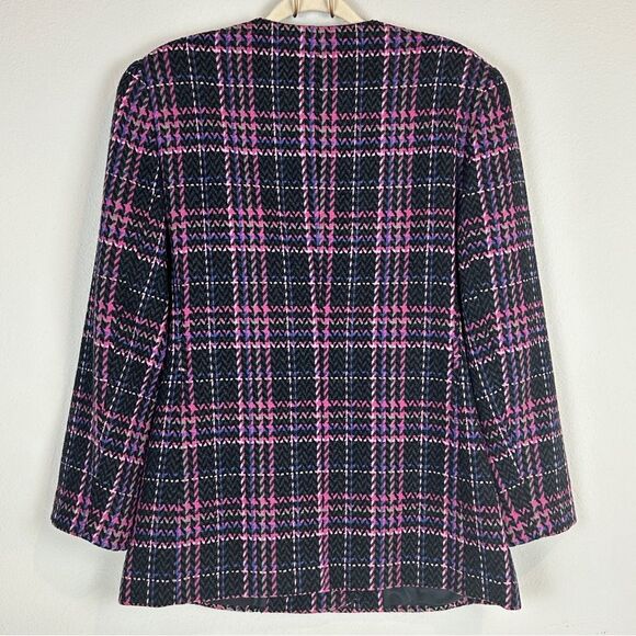 VTG Pendleton Black Pink Plaid Wool Blazer 10 - Picture 4 of 8